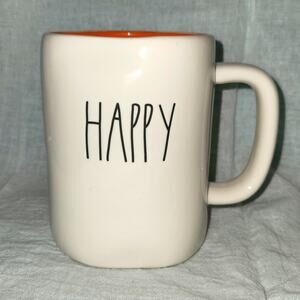 🍁🍂🌰🎃Rae Dunn HAPPY HALLOWEEN Fall Decor Coffee Mug Cup Orange Interior